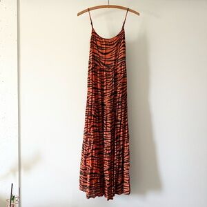 Stillwater Animal Print Tiered Leg Slit Maxi Memz Dress XS